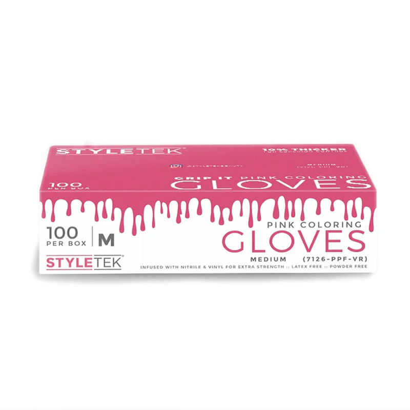 Styletek Pink Powder Free Gloves 100pk - StyleTek | View 2 | Hair Color USA