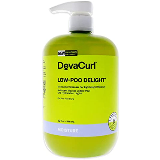 DevaCurl Low-Poo Delight Mild Lather Cleanser for Lightweight Moisture, Green Oasis, 32 fl. oz.