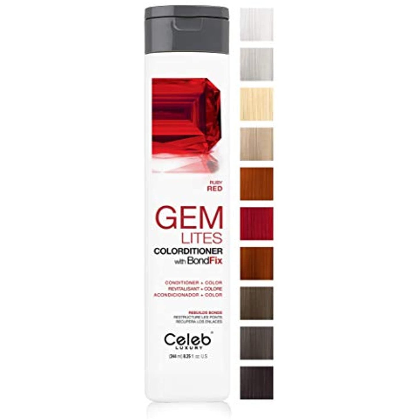 Celeb Luxury GEM LITES Color Conditioner with BondFix, Ruby, 8.25 fl.oz.