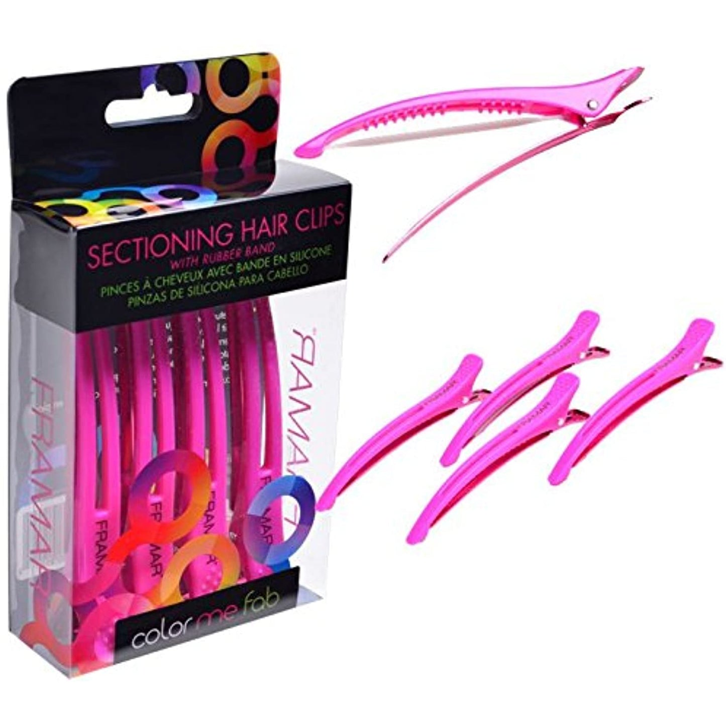 Framar Elastic Band Sectioning Clip - Pink 4/Dl