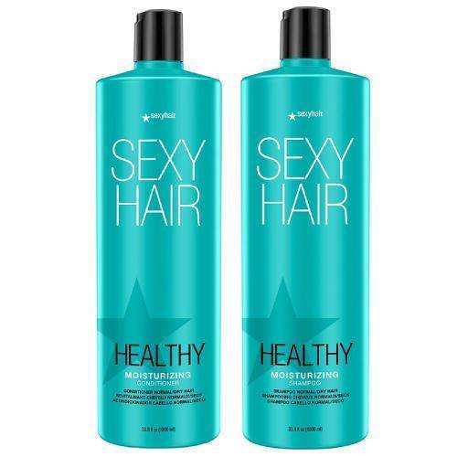 Healthy Sexy Hair Moisturizing Shampoo, Conditioner 33.8oz, Liter Bundle Duo