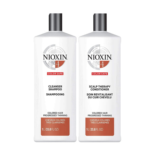 Nioxin System 4 Cleanser & Scalp Therapy for Fine Treated Hair Duo Set, 33.8 oz