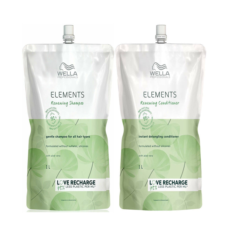 Wella Elements Hair Shampoo and Conditioner 33.8oz / Liter Duo